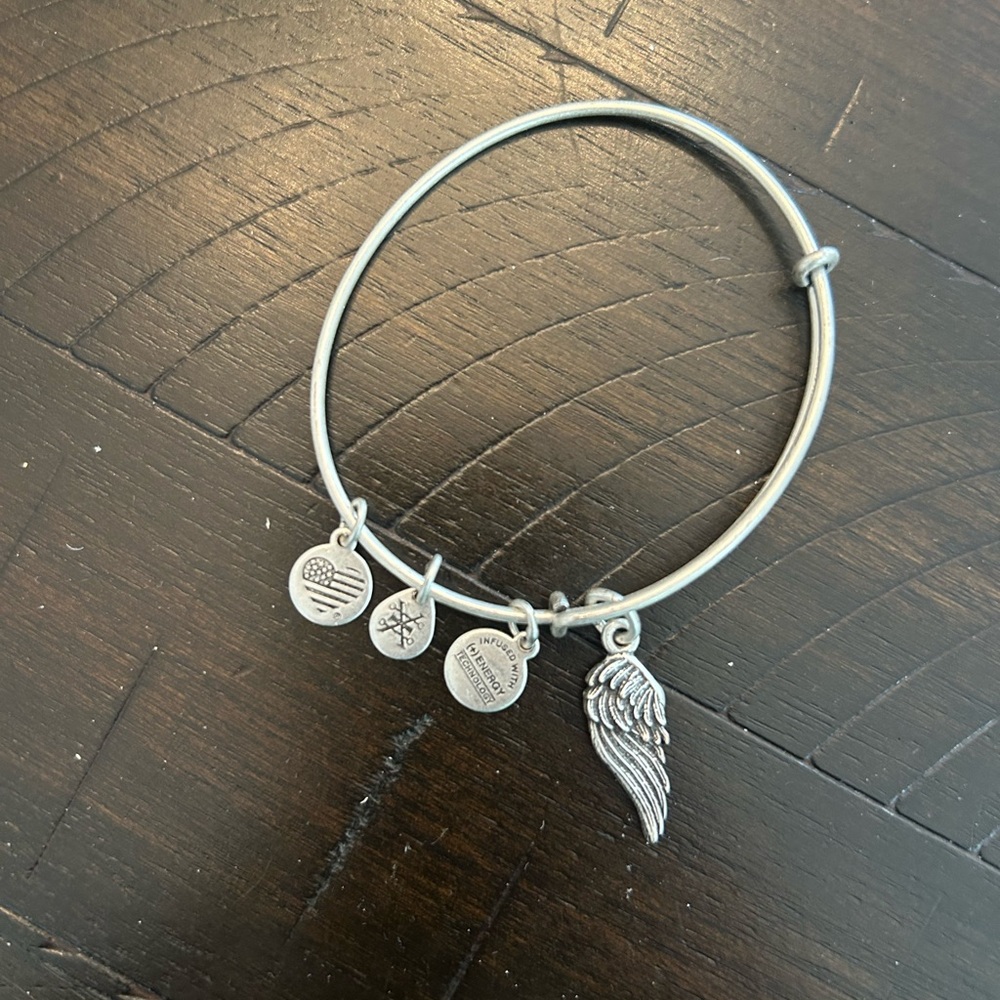 Alex and Ani Silver Angel Wing Charm Bangle Bracelet